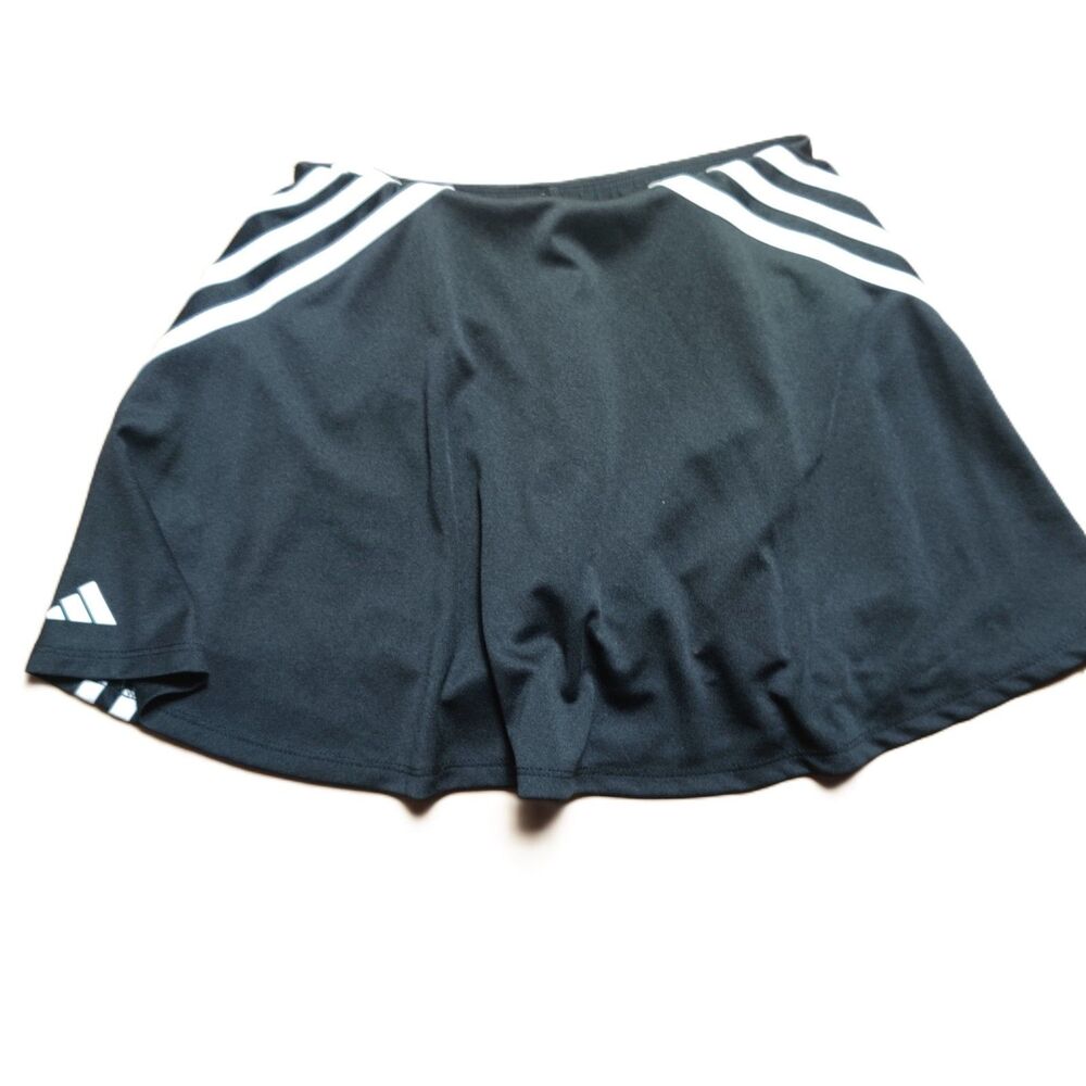 Adidas Girls Skort Black White Striped Athletic Skirt Shorts Size S 7/8 - Picture 2 of 8